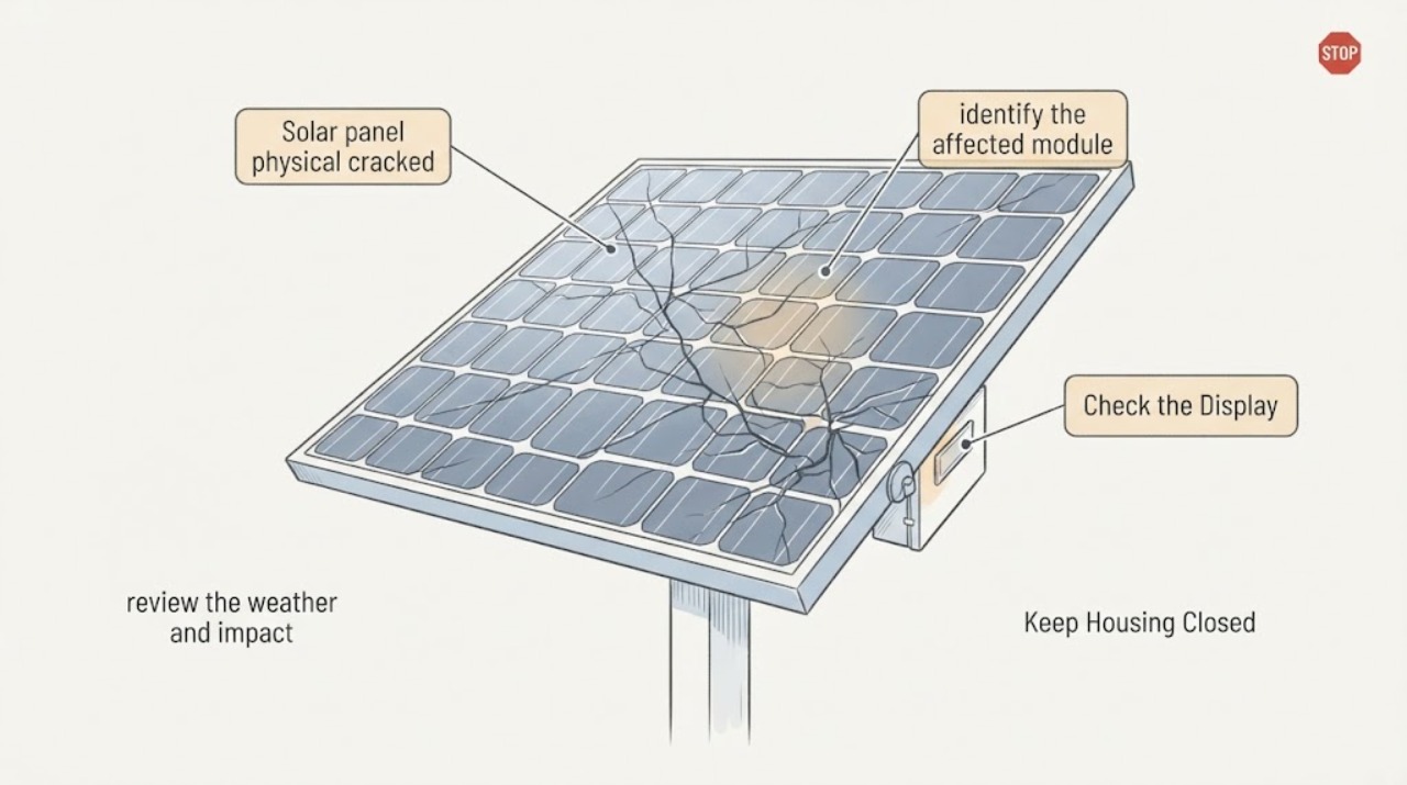 Solar panel physical cracked