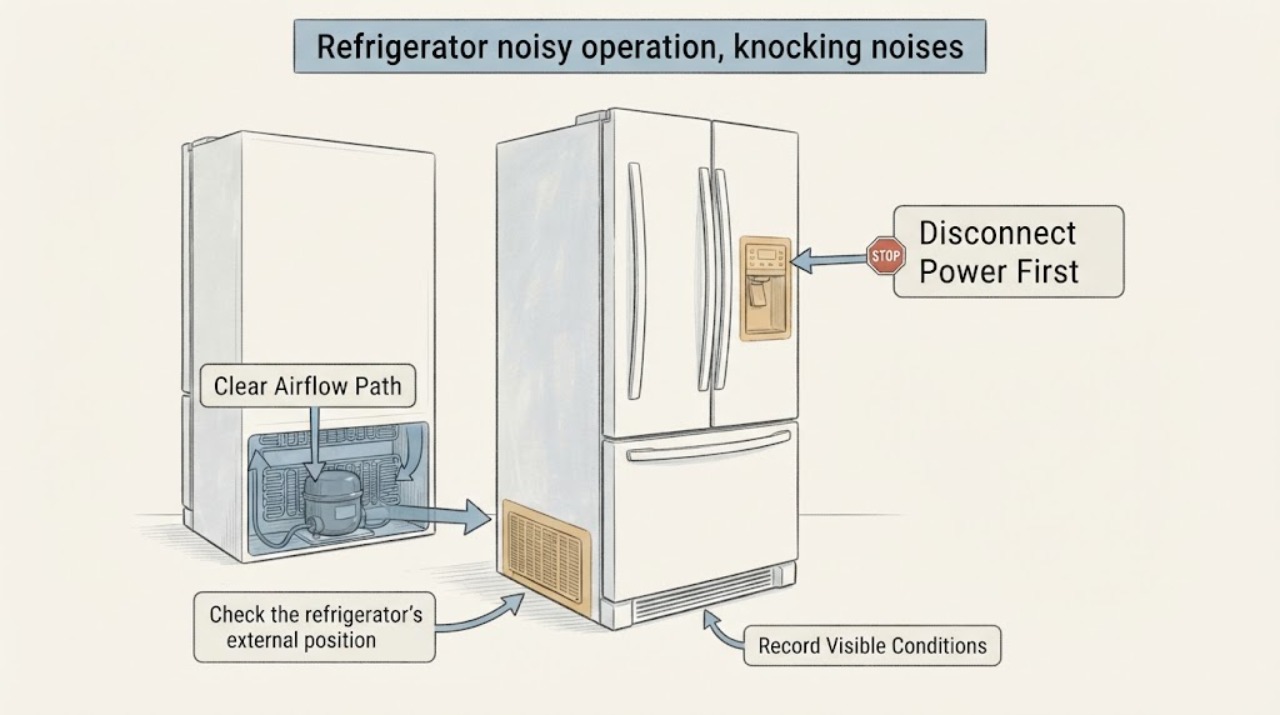 Refrigerator noisy operation, knocking noises