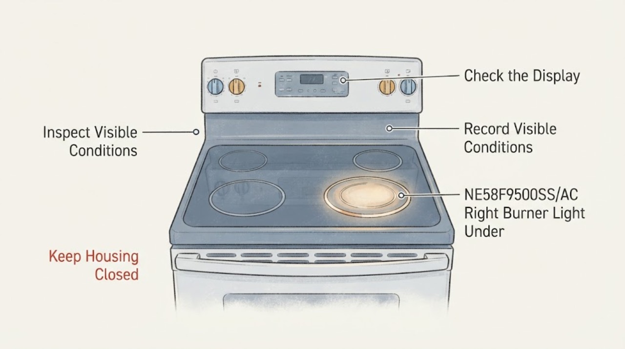 NE58F9500SS/AC Right Burner Light Under