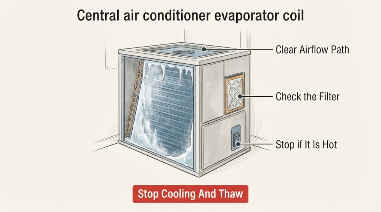 Central air conditioner evaporator coil