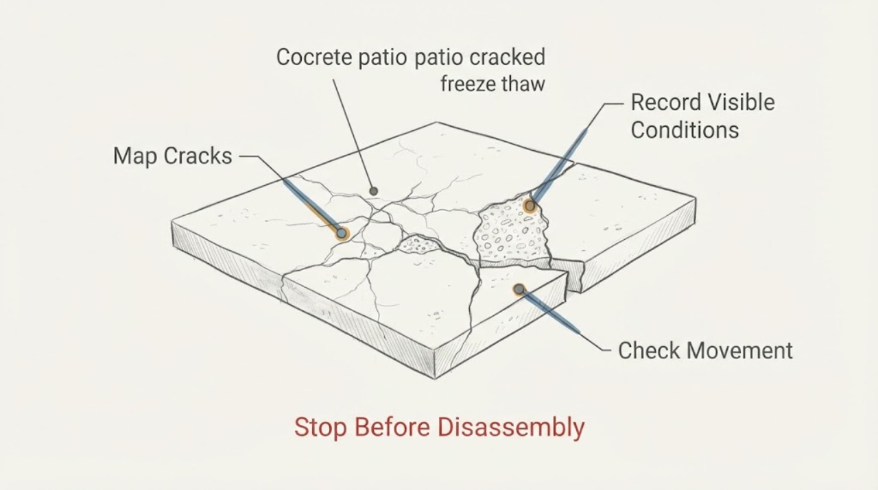Concrete patio cracked freeze thaw