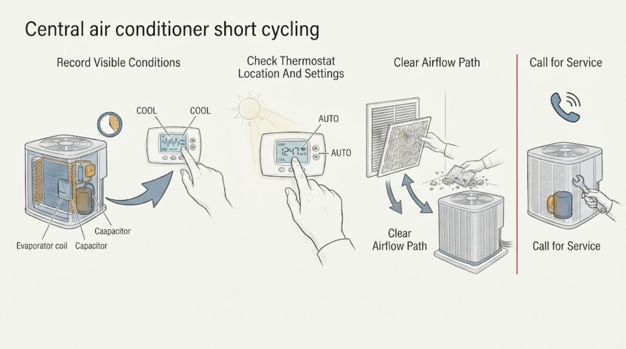 Central air conditioner short cycling