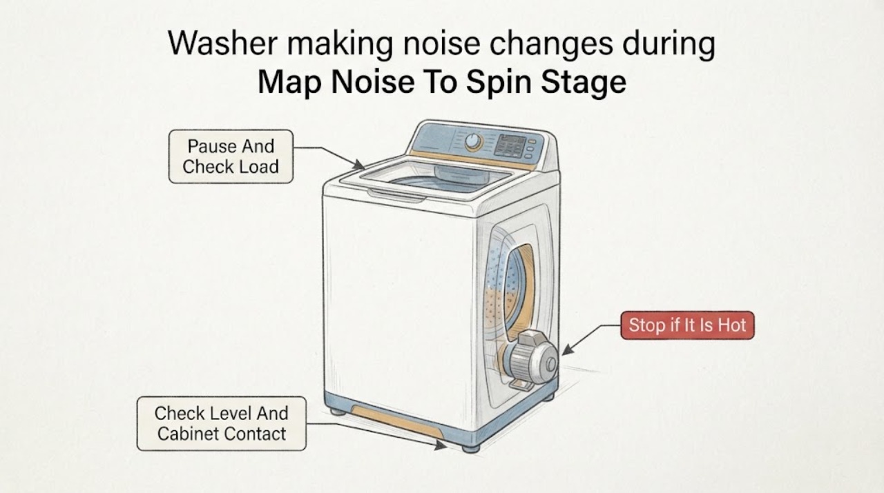 Washer making noise changes during