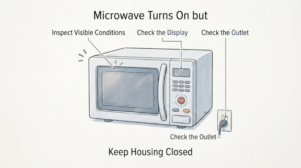 Microwave Turns On but