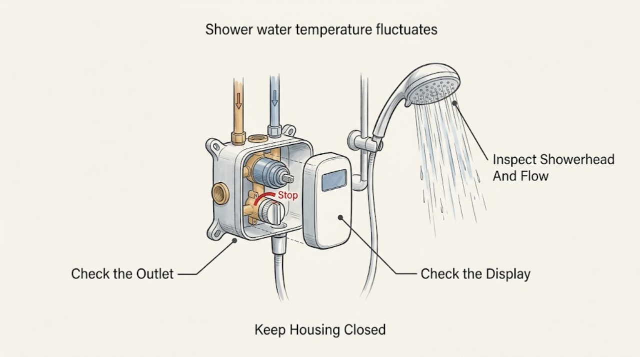Shower water temperature fluctuates