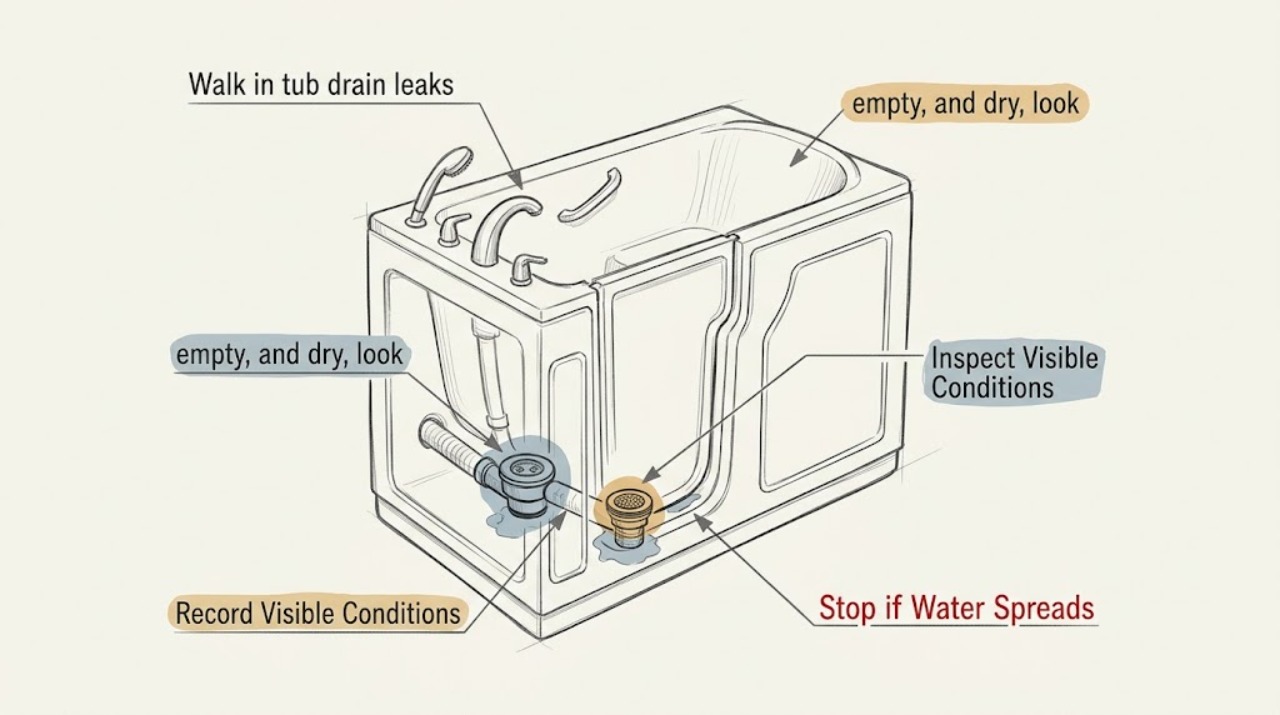 Walk in tub drain leaks