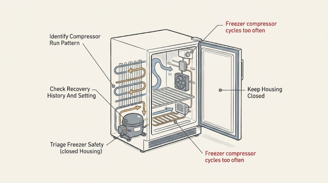 Freezer compressor cycles too often