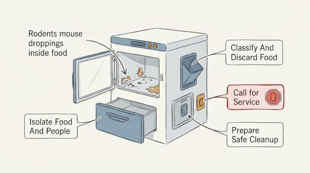 Rodents mouse droppings inside food