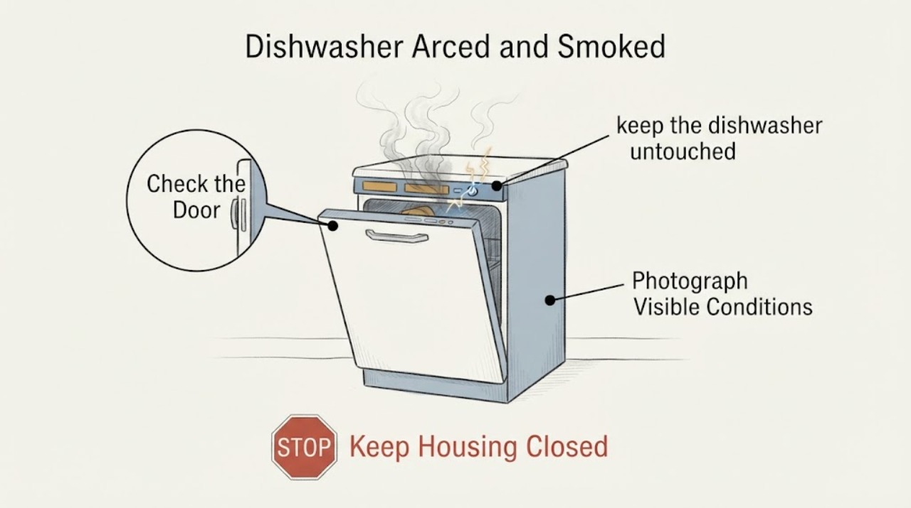 Dishwasher Arced and Smoked