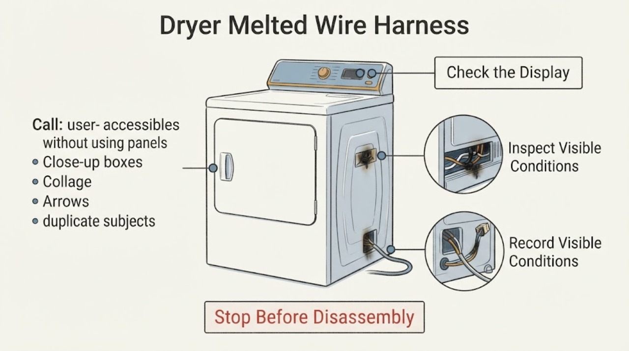 Dryer Melted Wire Harness
