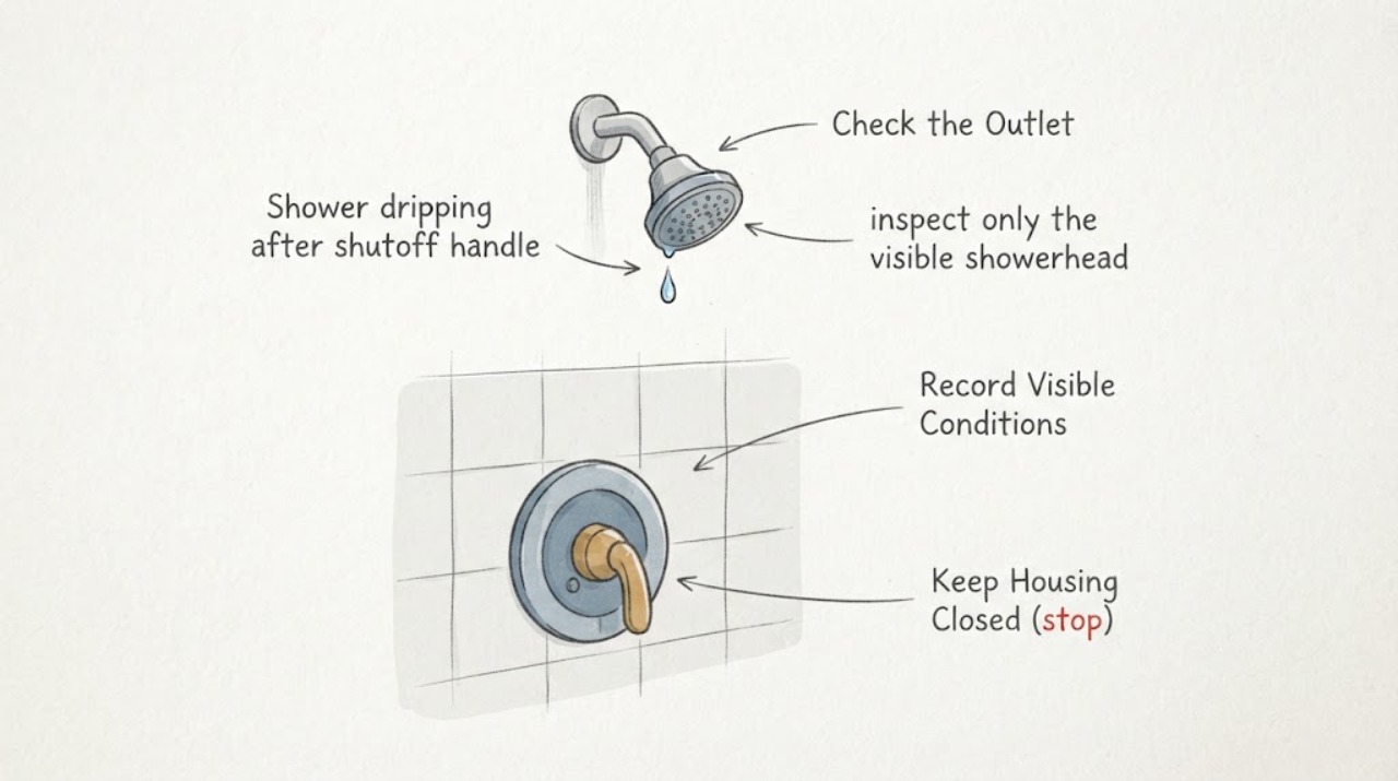 Shower dripping after shutoff handle