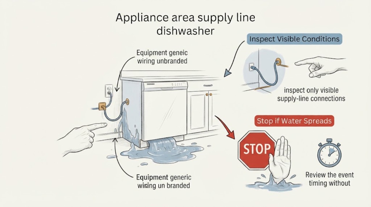 Appliance area supply line dishwasher
