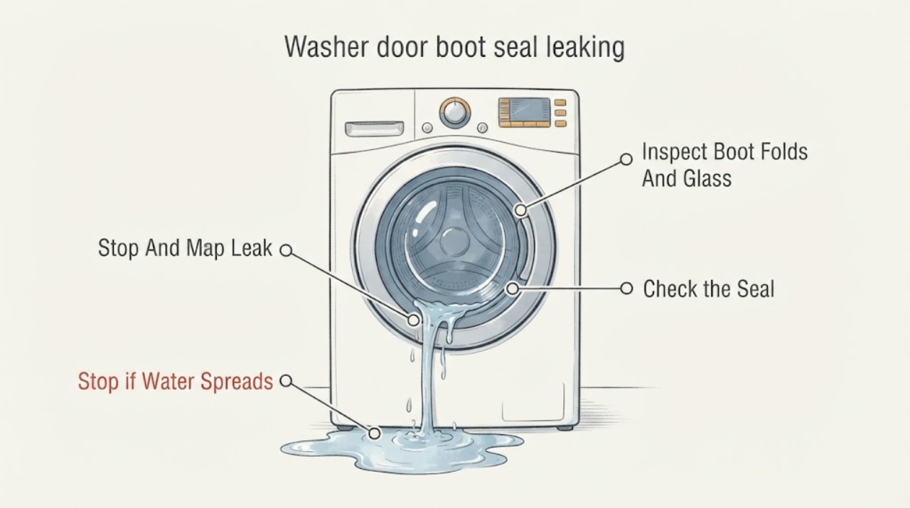 Washer door boot seal leaking