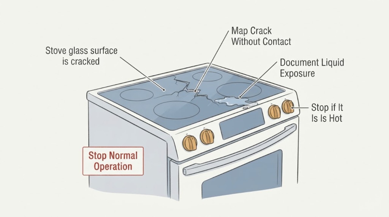 Stove glass surface is cracked