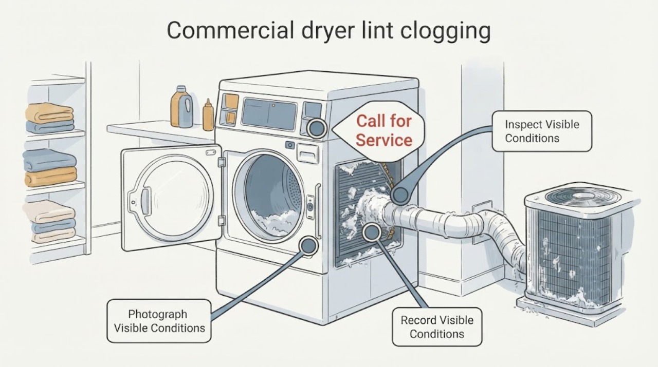 Commercial dryer lint clogging