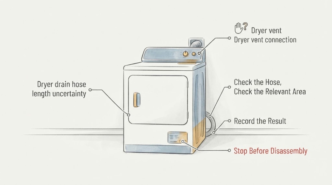Dryer drain hose length uncertainty