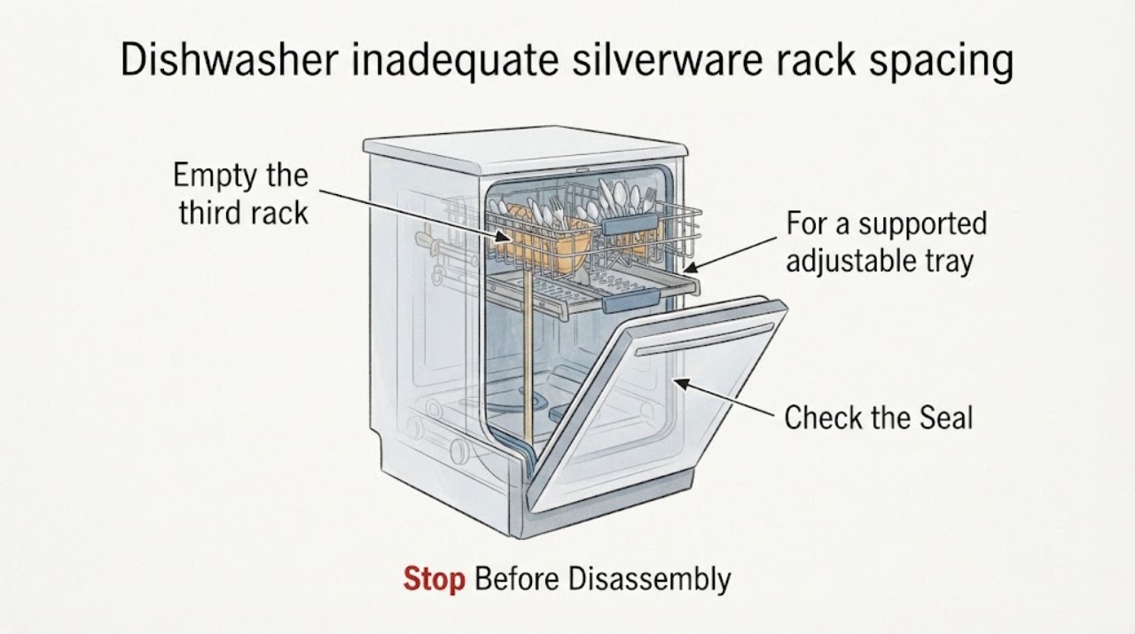 Dishwasher inadequate silverware rack spacing