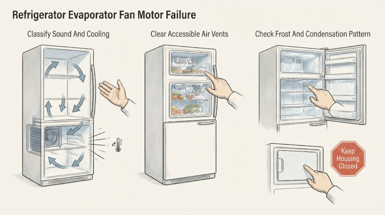 Refrigerator Evaporator Fan Motor Failure