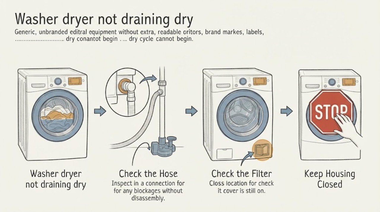 Washer dryer not draining dry