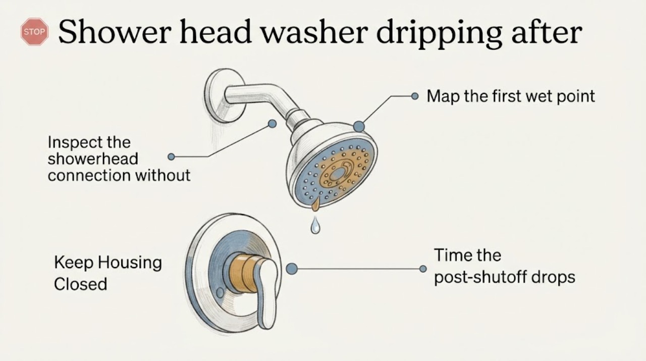 Shower head washer dripping after