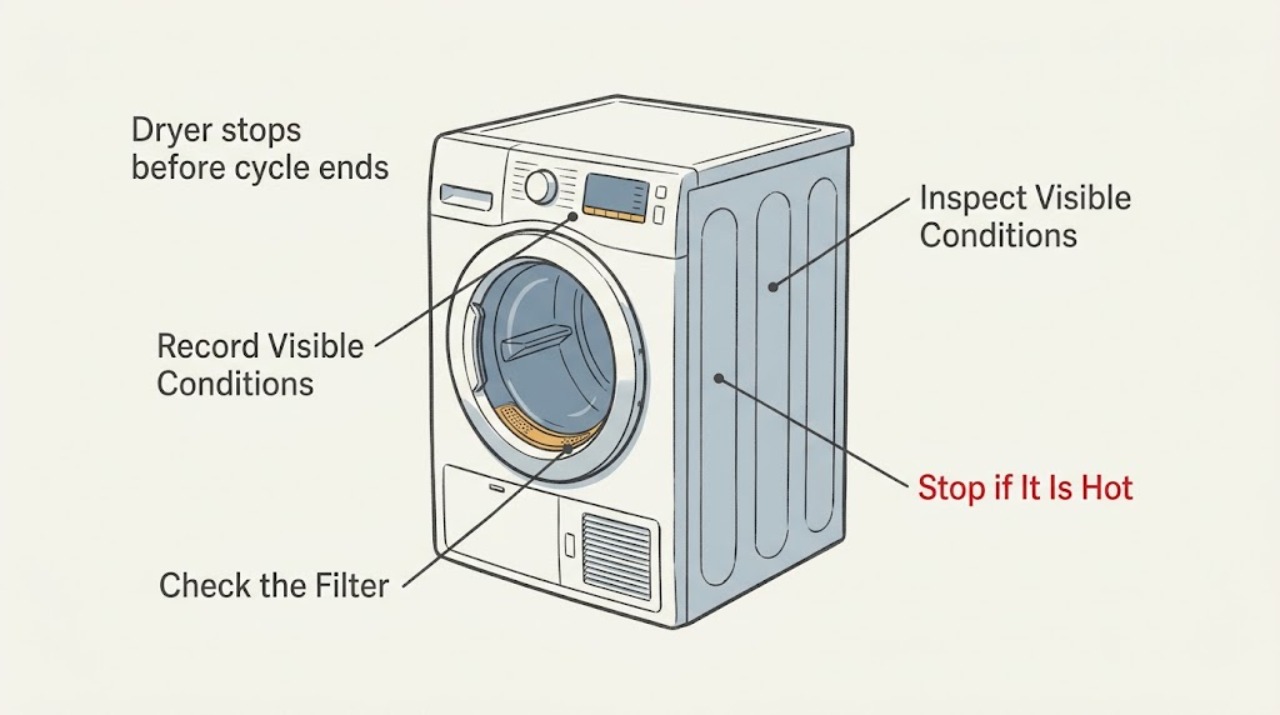 Dryer stops before cycle ends