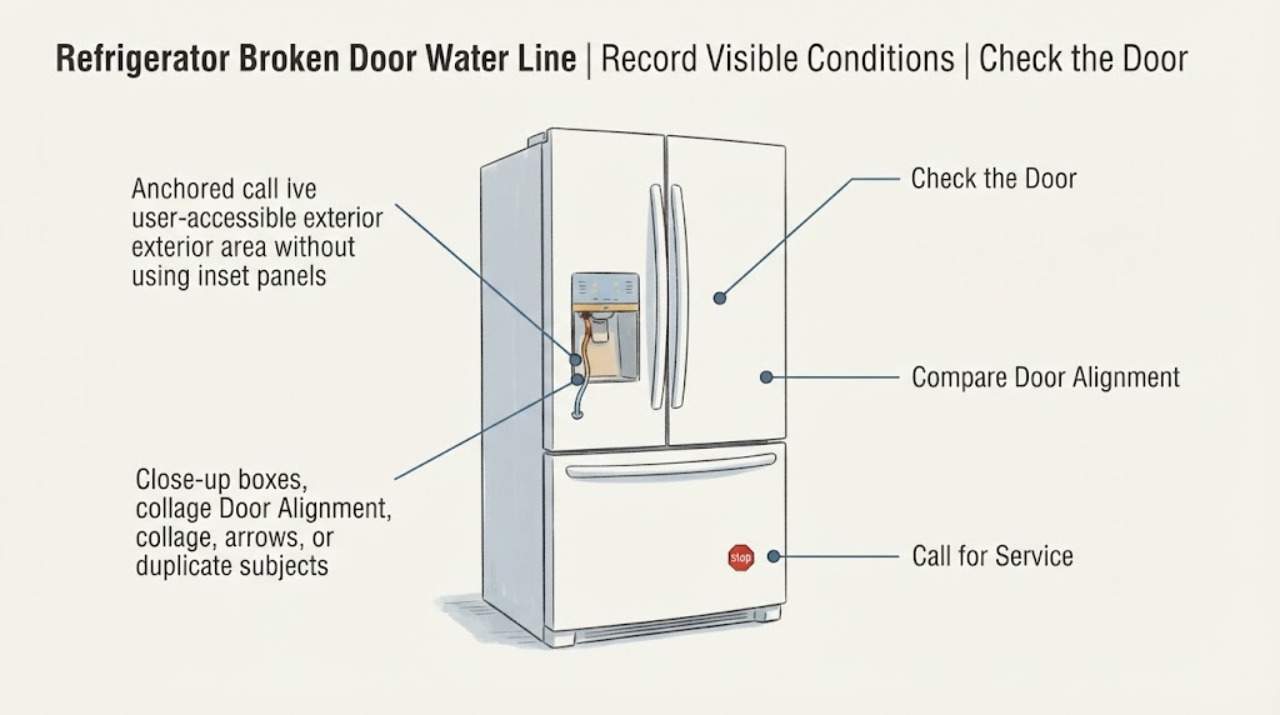 Refrigerator Broken Door Water Line