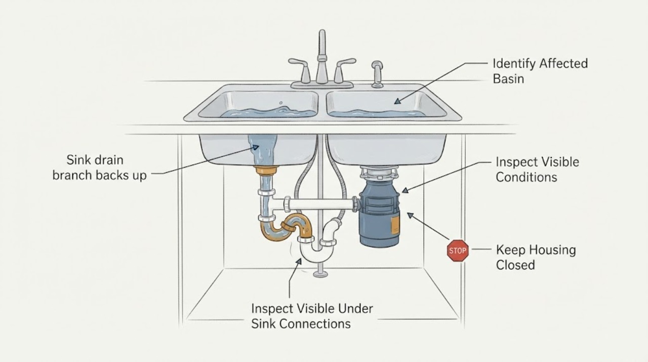 Sink drain branch backs up