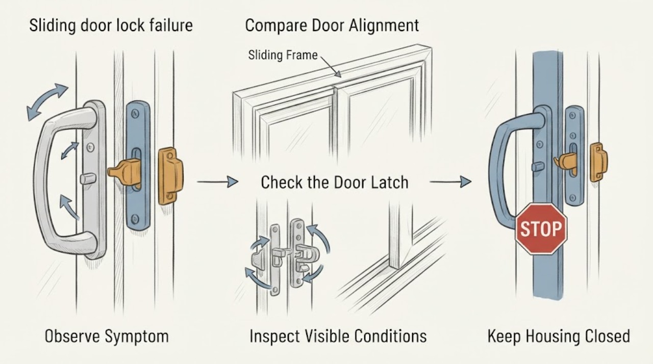 Sliding door lock failure