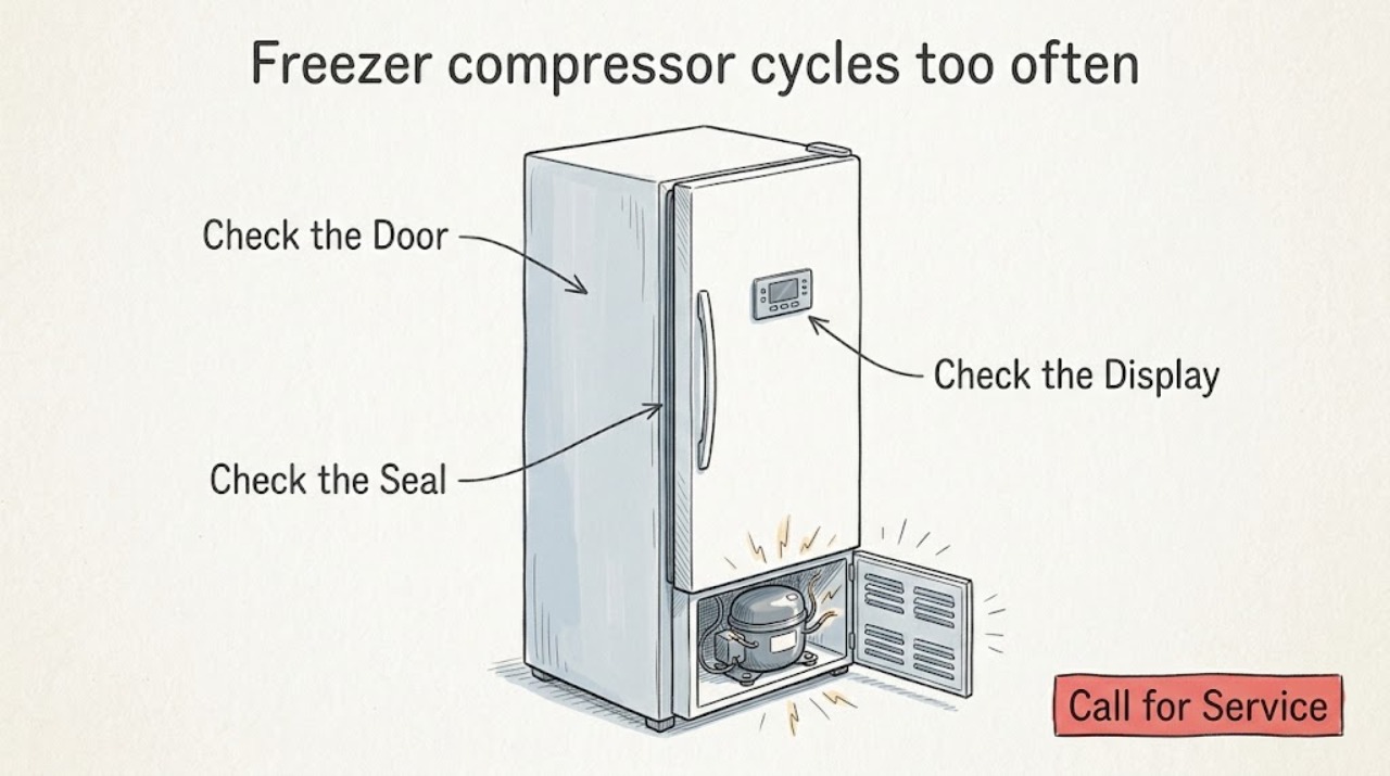 Freezer compressor cycles too often