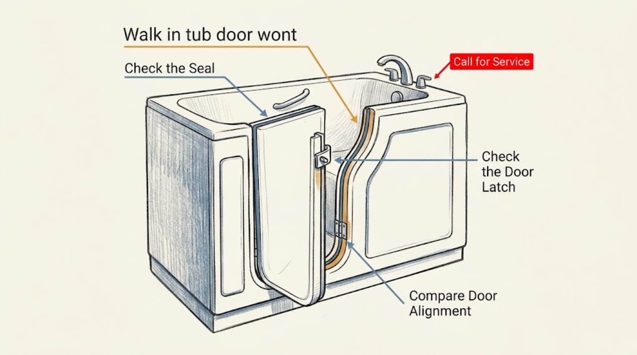 Walk in tub door wont