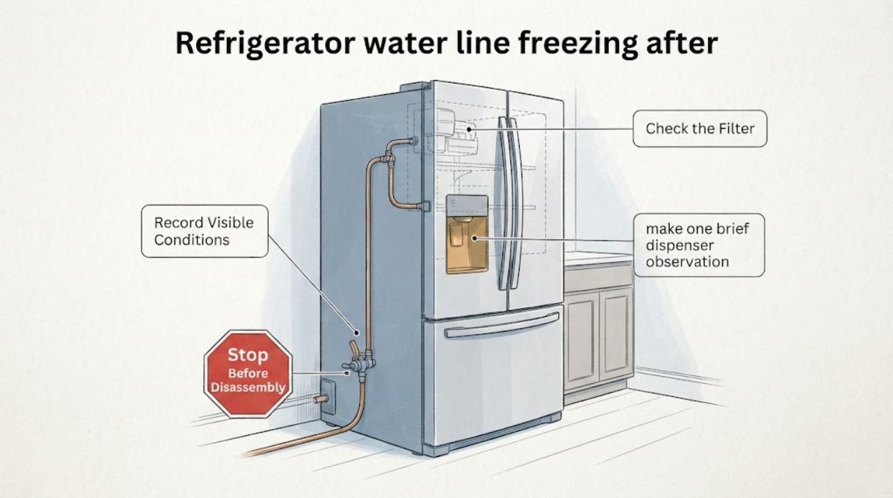 Refrigerator water line freezing after